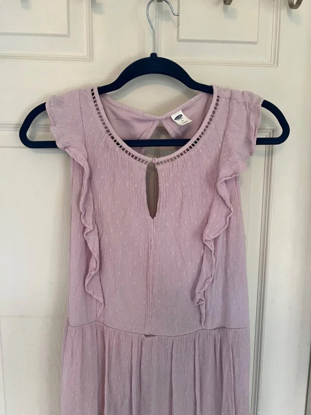 Old Navy Lavender Sleeveless Sundress Midi Dress Ruffle Lined Lilac Keyhole Med - Picture 3 of 11